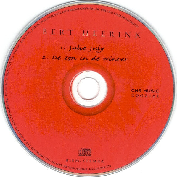 Bert Heerink : Julie July (CD, Single)