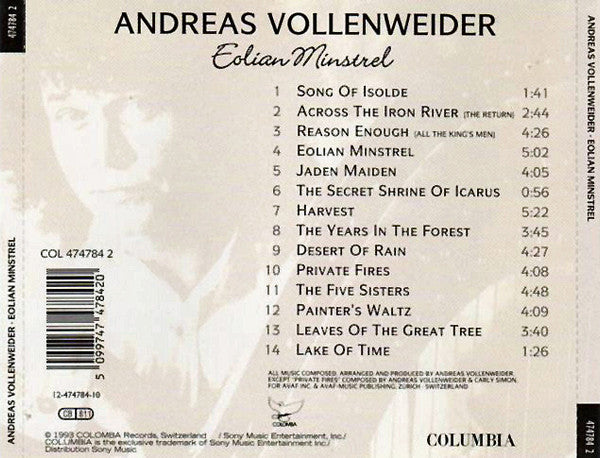 Andreas Vollenweider : Eolian Minstrel (CD, Album)