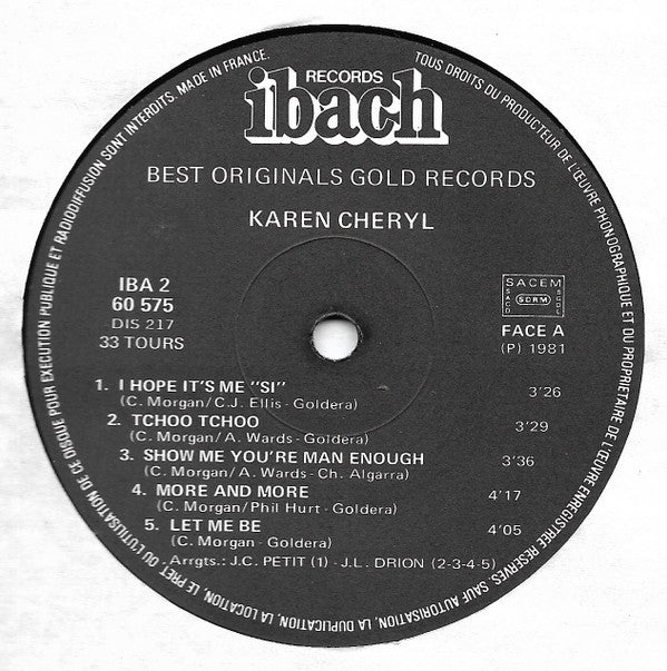 Karen Cheryl : Best Originals Gold Records (LP, Comp)