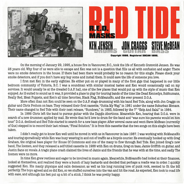 Red Tide (2) / D.O.A. (2) : Ken Jensen Memorial Single (1966-1995) (7", EP)