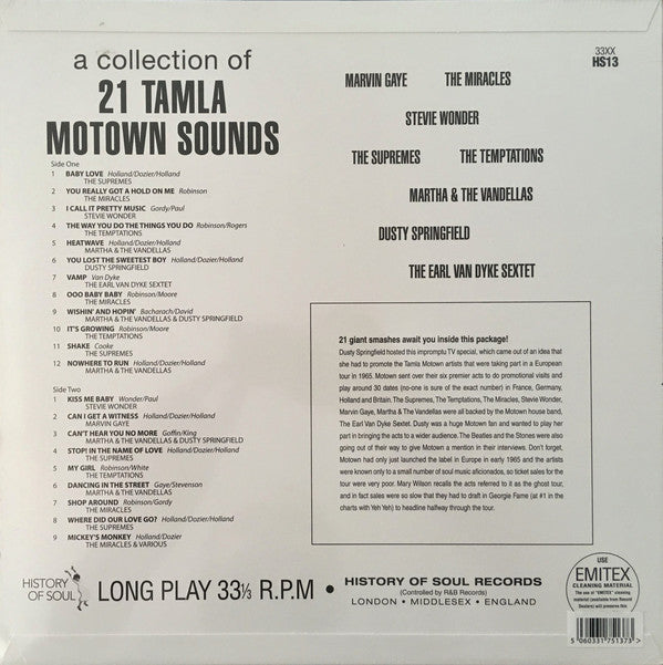 Various : A Collection Of 21 Tamla Motown Sounds - Tamla Motown Live in Europe 1965 (LP, RSD, Mono)