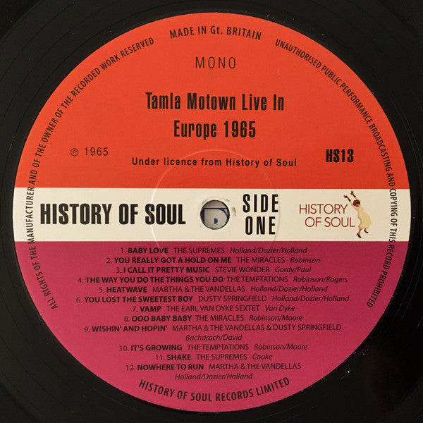 Various : A Collection Of 21 Tamla Motown Sounds - Tamla Motown Live in Europe 1965 (LP, RSD, Mono)