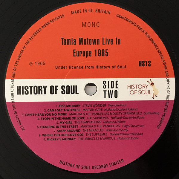 Various : A Collection Of 21 Tamla Motown Sounds - Tamla Motown Live in Europe 1965 (LP, RSD, Mono)