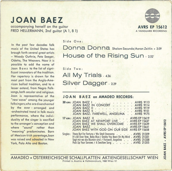 Joan Baez : Joan Baez (7", EP, Lar)