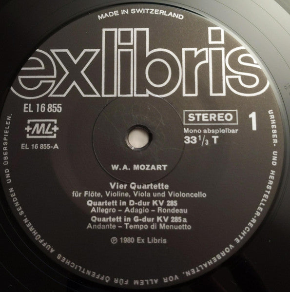 W.A. Mozart*, Peter Lukas Graf*, Heribert Lauer, Franz Hirschfeld, Esther Nyffenegger : Vier Quartette Für Flöte, Violine, Viola Und Violoncello (LP, Gat)