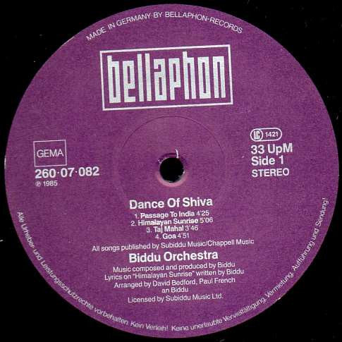 Biddu Orchestra : Dance Of Shiva (LP, Album, Emb)