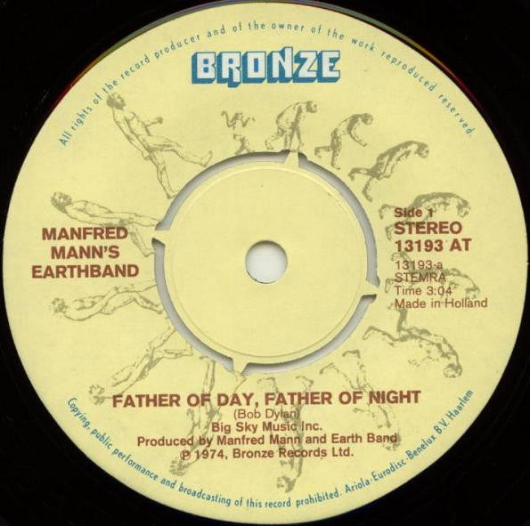 Manfred Mann's Earth Band : Father Of Day, Father Of Night (7", Single)