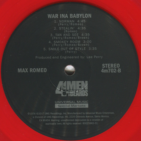 Max Romeo & The Upsetters : War Ina Babylon (LP, Album, RE, Red)