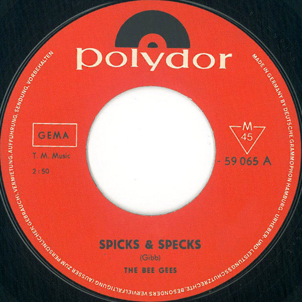 Bee Gees : Spicks & Specks  (7", Single, Mono)
