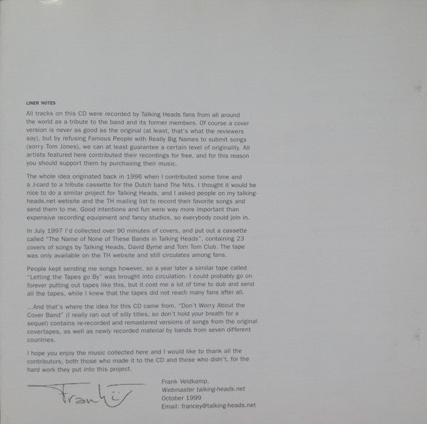 Various : Don't Worry About The Coverband - A Tribute To Talking Heads (CD, Album)