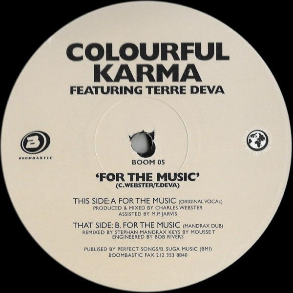 Colourful Karma Featuring Terra Deva : For The Music (12")