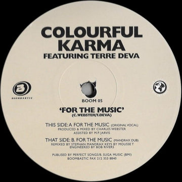 Colourful Karma Featuring Terra Deva : For The Music (12")