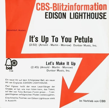 Edison Lighthouse : It's Up To You Petula (7", Single, Promo)