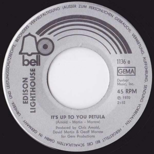 Edison Lighthouse : It's Up To You Petula (7", Single, Promo)