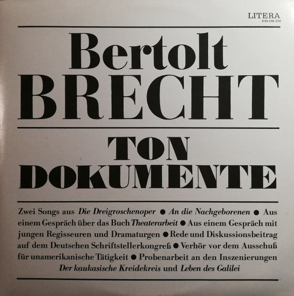 Bertolt Brecht : Tondokumente (2xLP)