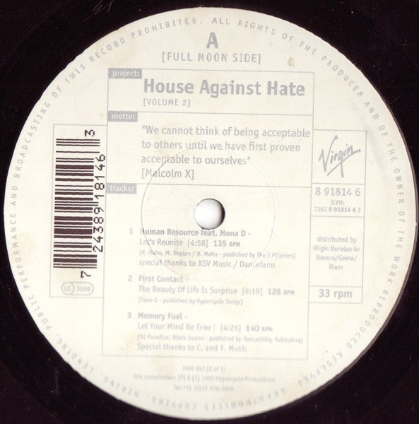 Various : House Against Hate [Volume 2] (12", Comp)