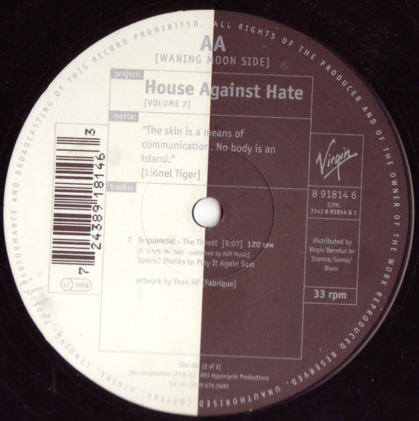 Various : House Against Hate [Volume 2] (12", Comp)