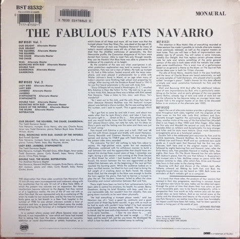 Fats Navarro : The Fabulous Fats Navarro Volume 2 (LP, Mono, RE, RM)