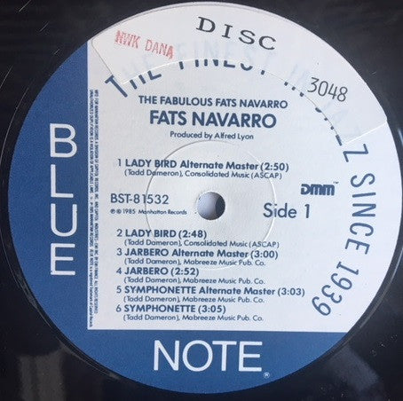 Fats Navarro : The Fabulous Fats Navarro Volume 2 (LP, Mono, RE, RM)