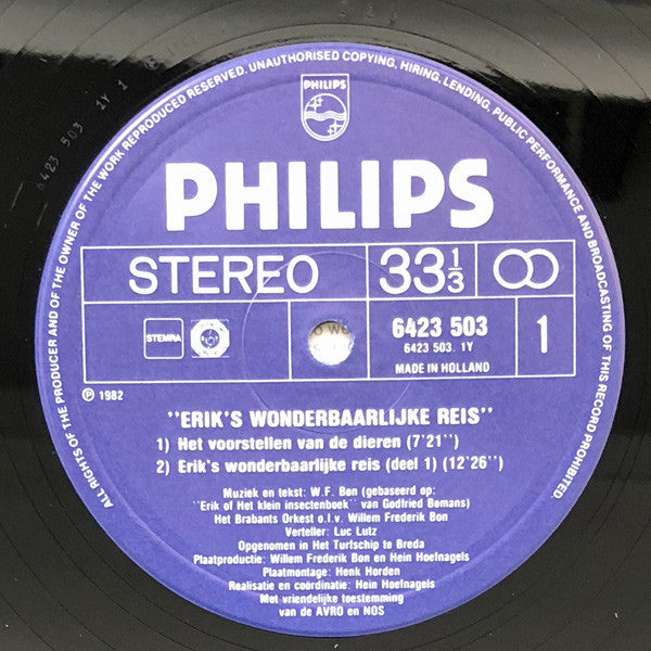 Willem Frederik Bon : Eriks Wonderbaarlijke Reis (LP)