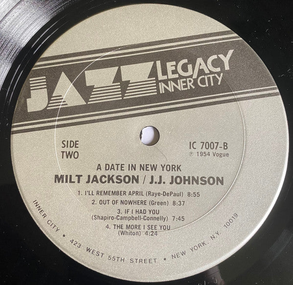 J.J. Johnson, Milt Jackson : A Date In New York (LP, Comp)