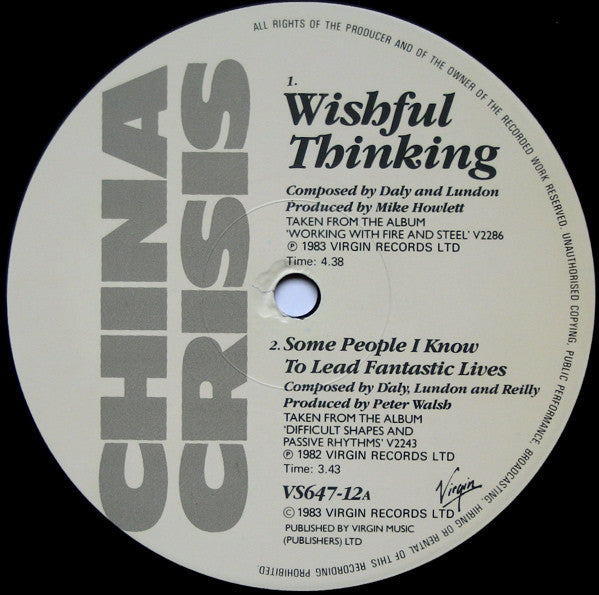 China Crisis : Wishful Thinking (12", Single)