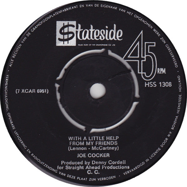 Joe Cocker : With A Little Help From My Friends (7", Single)