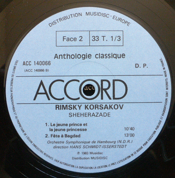 Nikolai Rimsky-Korsakov - Hans Schmidt-Isserstedt : Shéhérazade (LP)