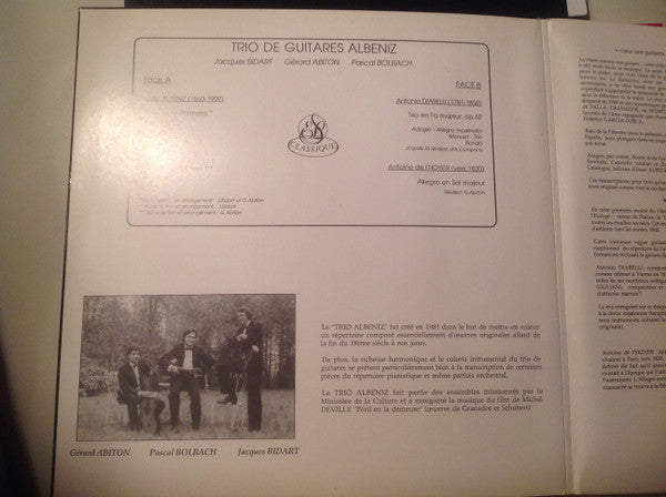 Jacques Bidart, Gérard Abiton, Pascal Bolbach, Isaac Albéniz, Anton Diabelli, Antoine de Lhoyer : Trio De Guitares Albeniz (LP, Gat)