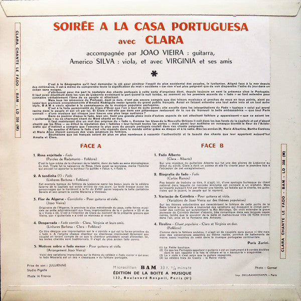 Clara D'Ovar : Soirée À La Casa Portuguesa (10", Album)