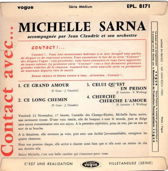 Michelle Sarna : Ce Grand Amour (7", EP, Pus)