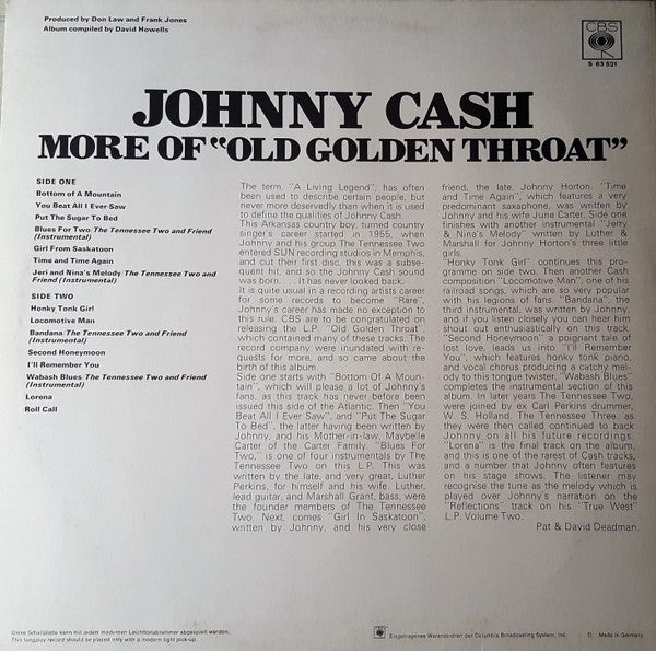 Johnny Cash : More Of "Old Golden Throat" (LP, Comp)