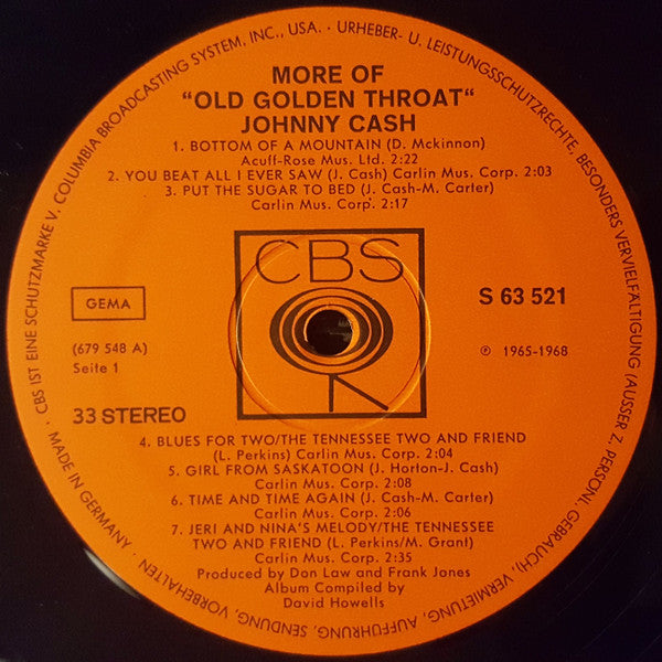 Johnny Cash : More Of "Old Golden Throat" (LP, Comp)
