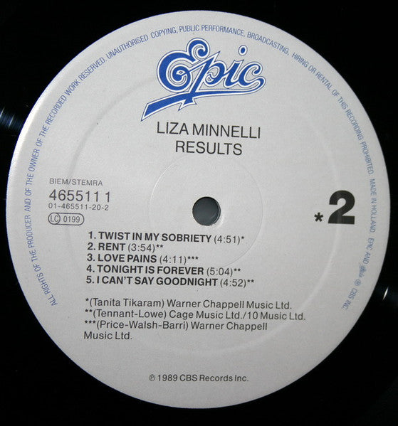 Liza Minnelli : Results (LP, Album)