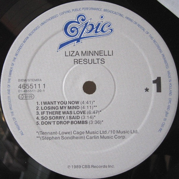 Liza Minnelli : Results (LP, Album)