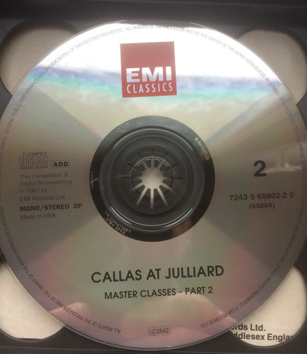 Maria Callas : Maria Callas At Juilliard  / The Masterclasses (3xCD, Mono, RE, RM)