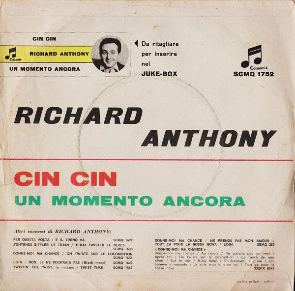 Richard Anthony (2) : Cin Cin / Un Momento Ancora (7")