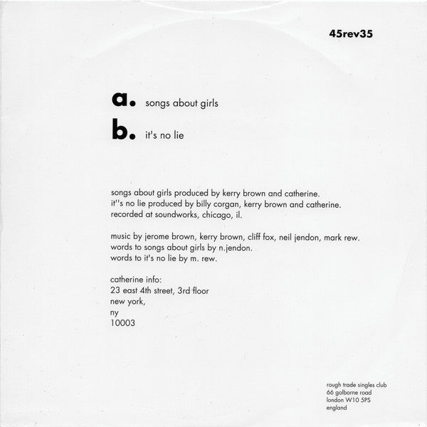 Catherine : Songs About Girls (7", Single)
