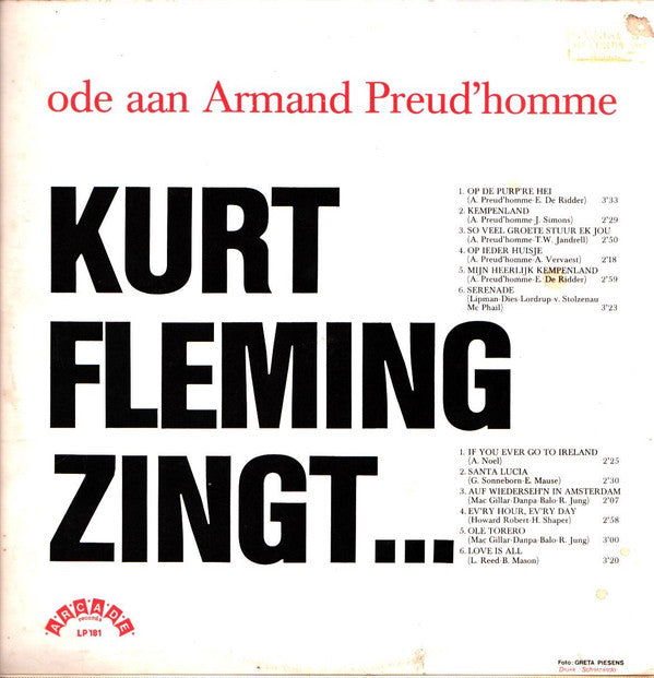 Kurt Fleming : Op de Purp're Heide - Ode Aan Armand Preud'homme (LP, Album)