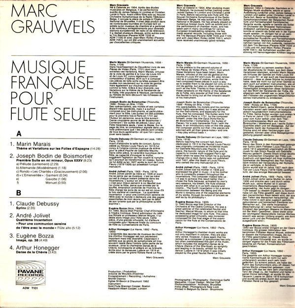 Marc Grauwels : Musique Française Pour Flute Seule (LP)
