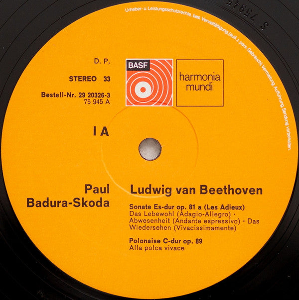 Ludwig Van Beethoven, Paul Badura-Skoda : Mondscheinsonate / Appasionata /  Les Adieux / Sonate Op. 111 (2xLP)
