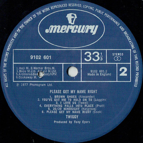 Twiggy (2) : Please Get My Name Right (LP, Album)