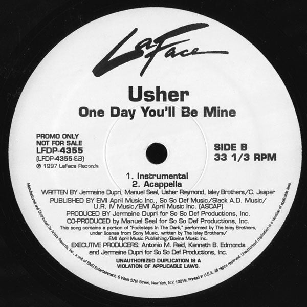 Usher : One Day You'll Be Mine (12", Promo)