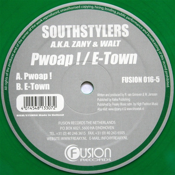Southstylers A.K.A. DJ Zany & Walt : Pwoap ! / E-Town (12", Gre)