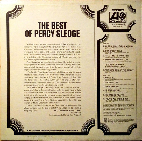 Percy Sledge : The Best Of Percy Sledge (LP, Comp, RE)