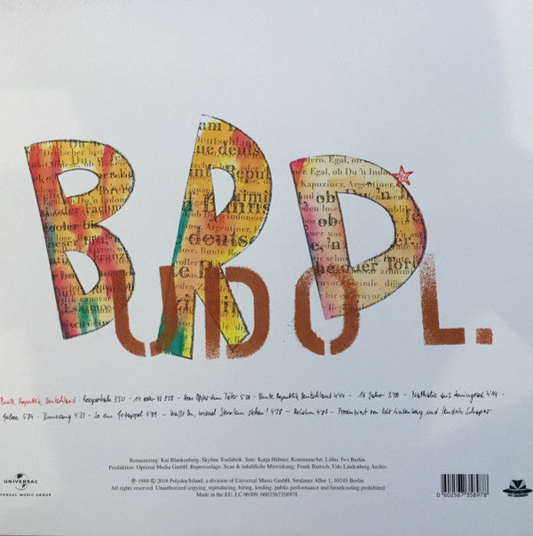 Udo Lindenberg : Bunte Republik Deutschland (LP, Album, RE, RM)