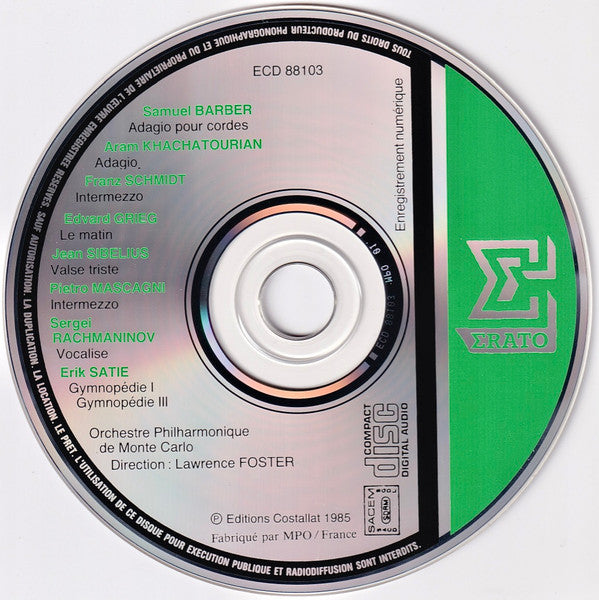 Orchestre Philharmonique De Monte-Carlo, Lawrence Foster : Barber/Adagio Sibelius/Valse Triste (CD, Album)