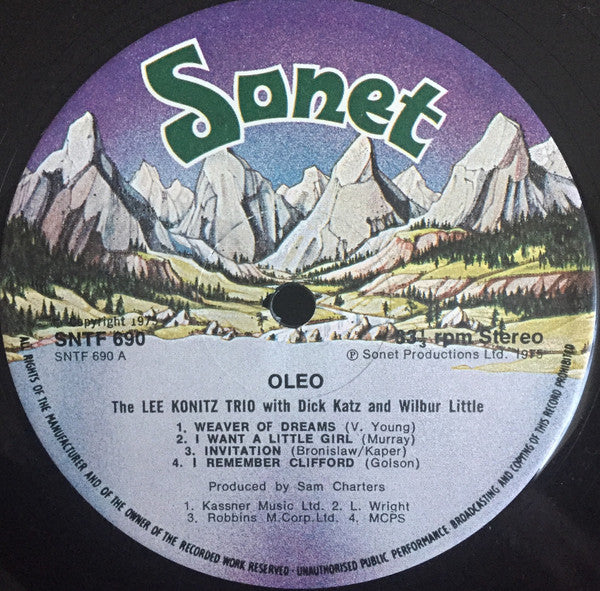 The Lee Konitz Trio : Oleo (LP, Album, RE)