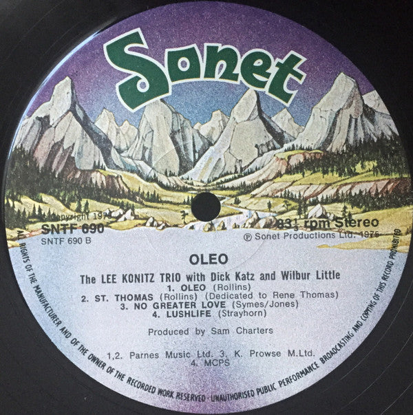 The Lee Konitz Trio : Oleo (LP, Album, RE)