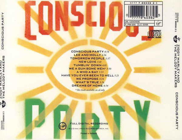 Ziggy Marley And The Melody Makers : Conscious Party (CD, Album, RE)